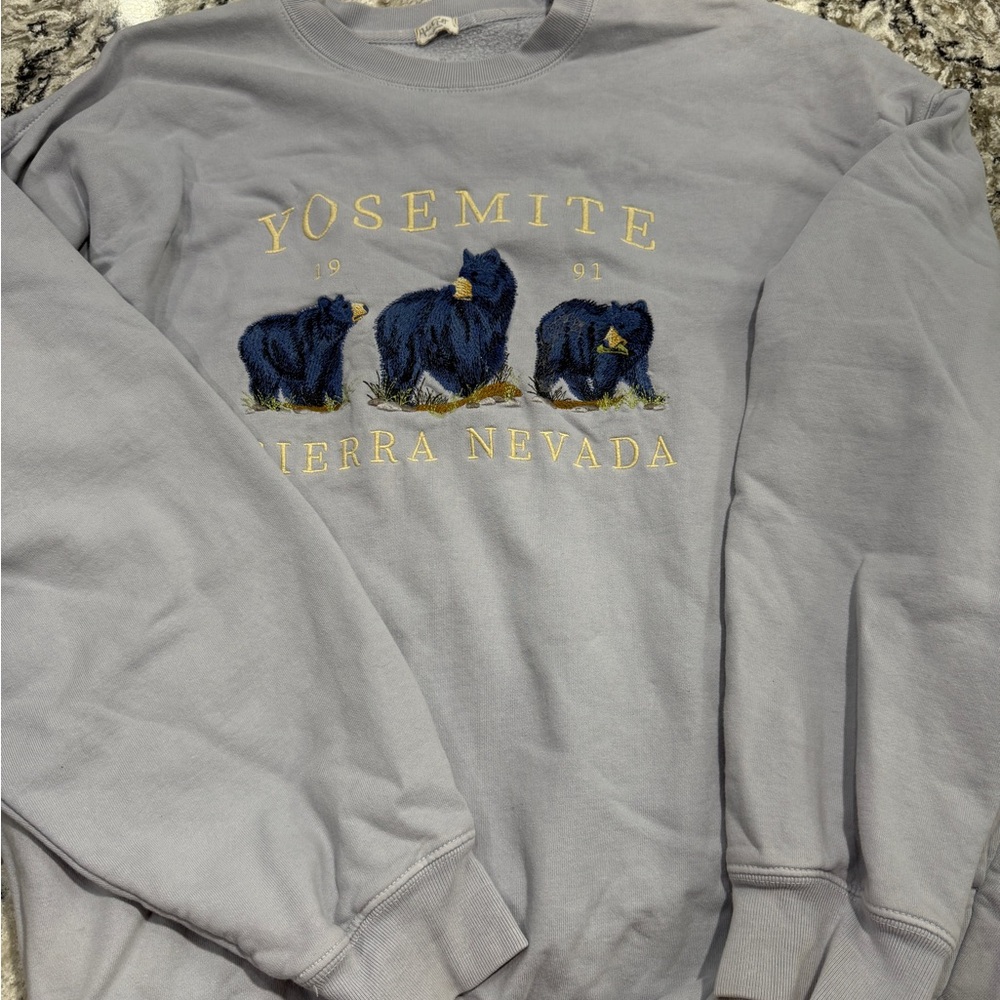 Brandy Melville Gray Crewneck Sweater with Bear Design